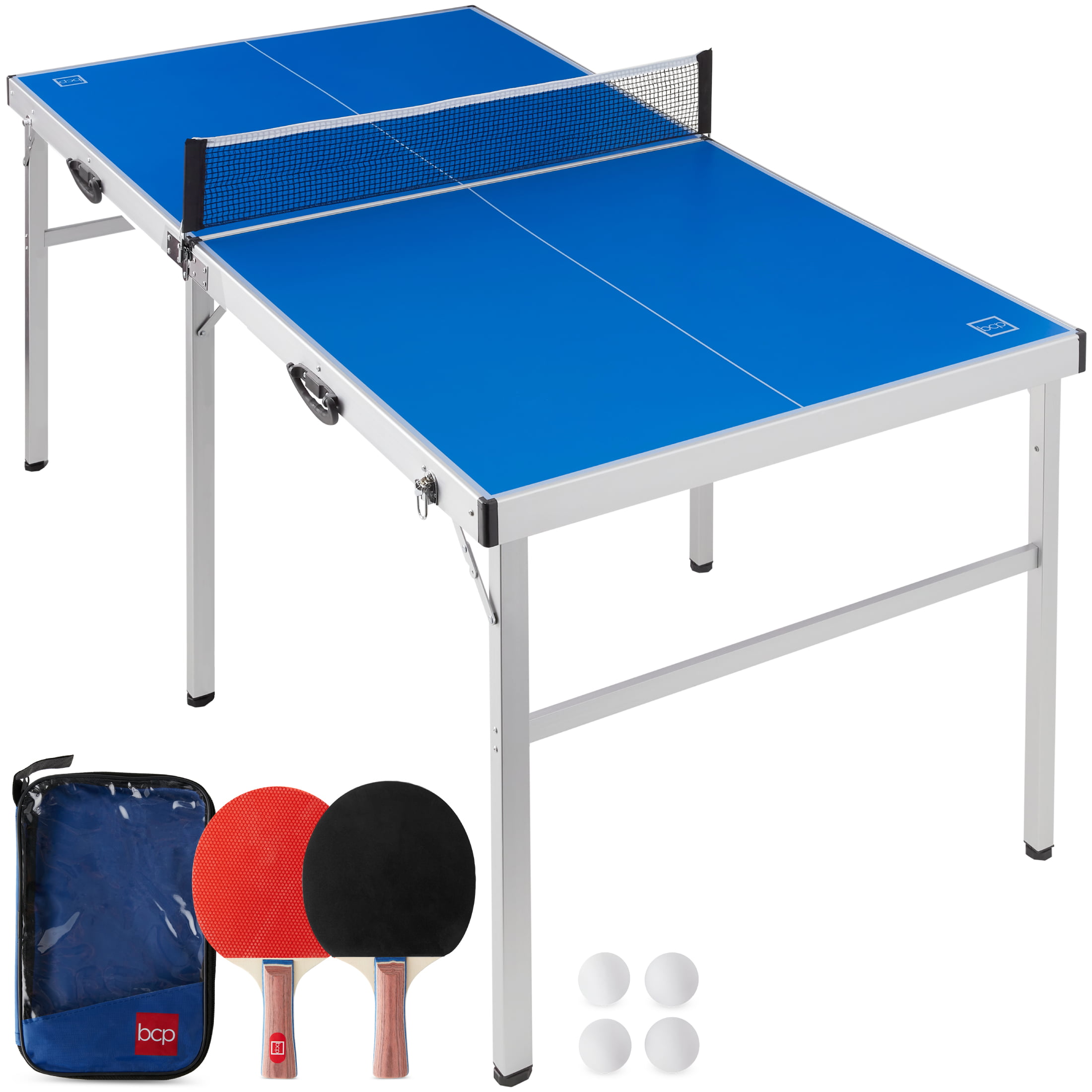 Best Choice Products 6x3ft Portable Ping Pong Table Game Set. Folding Indoor Outdoor Table Tennis w/ 2 Paddles. Balls