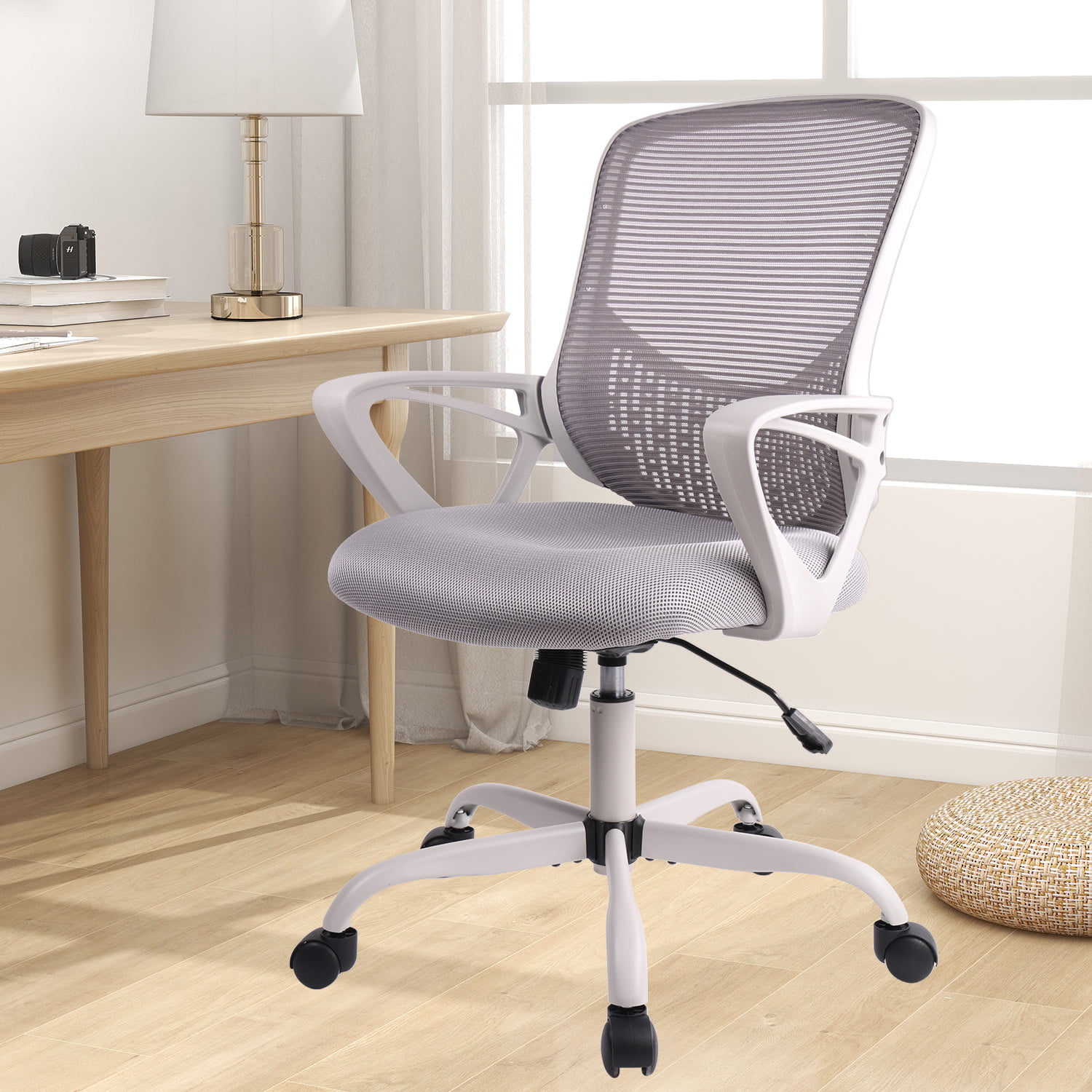 Yangming Office Chair. Mid Back Mesh Computer Chair Adjustable Swivel Desk Chair with Lumbar Support. Gray