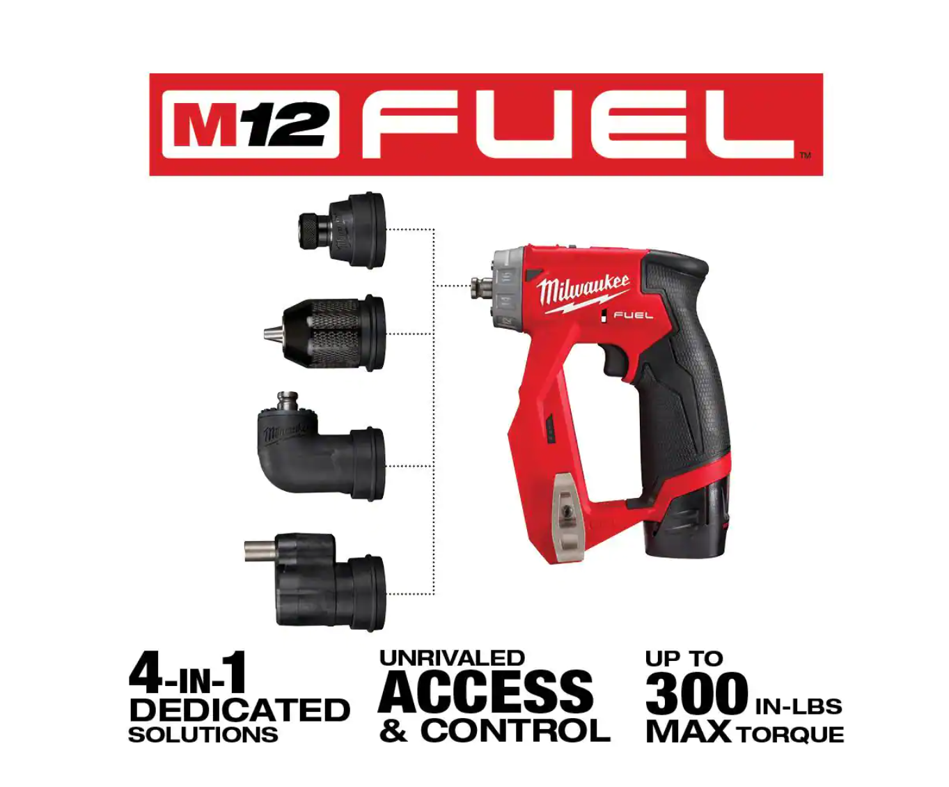 Milwaukee 2505-22-2364-20 M12 FUEL 12V Lithium-Ion Brushless Cordless 4-in-1 Installation 3/8 in. Drill Driver Kit W/ M12 Flood Light