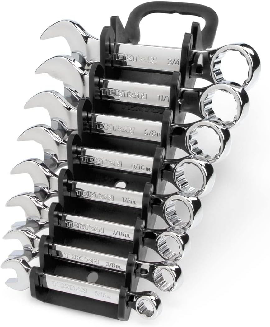 TEKTON Stubby Combination Wrench Set. 8-Piece (5/16-3/4 in.) - Holder | WRN01066