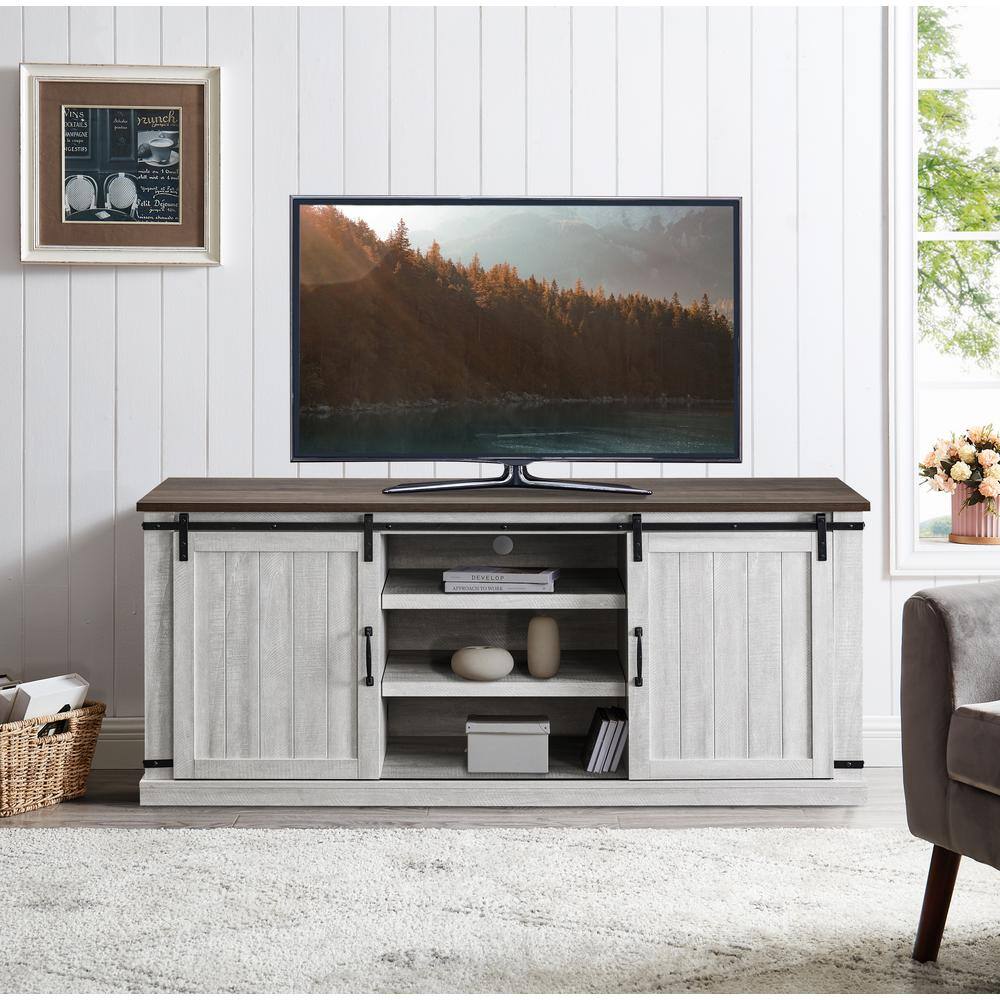 FESTIVO  68 in. White TV Stand for TVs Up to 70 in.