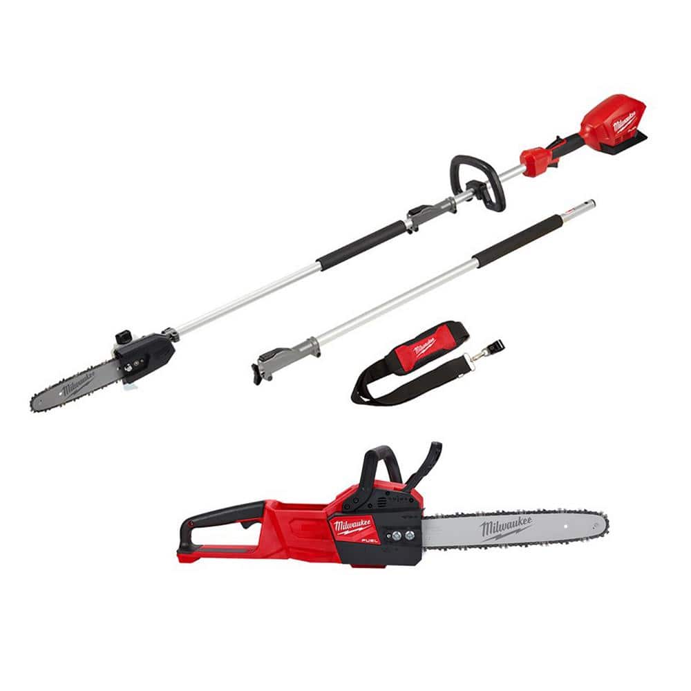 Milwaukee 2825-20PS-2727-20C M18 FUEL 10 in. 18-Volt Lithium-Ion Brushless Electric Cordless Pole Saw and M18 FUEL 14 in. Chainsaw Combo Kit (2-Tool)