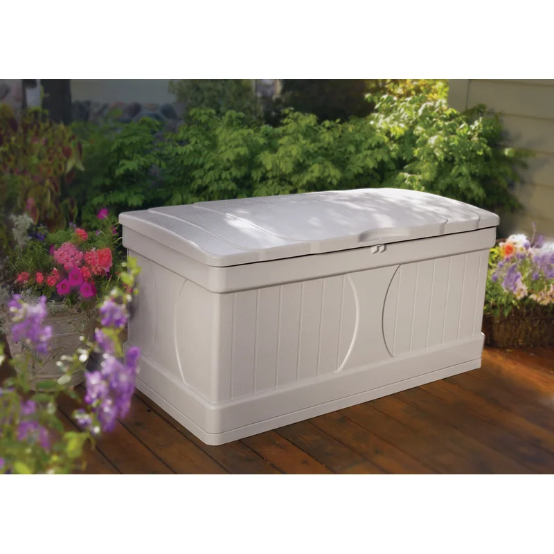 Suncast DB9000 Indoor Outdoor 99 Gallon Large Deck Box. Taupe
