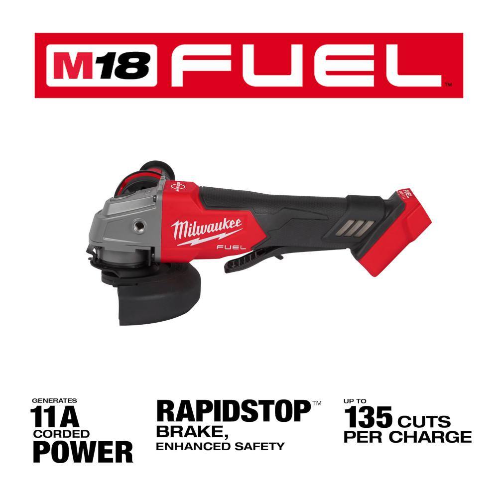 Milwaukee 2880-20-48-59-1850 M18 FUEL 18V Lithium-Ion Brushless Cordless 4-1/2 in./5 in. Grinder and Starter Kit w/(1) 5.0 Ah Battery and Charger