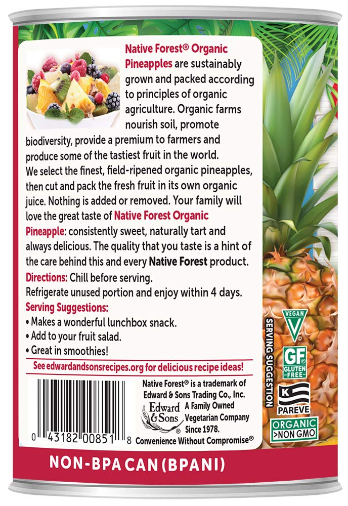Native Forest Organic Pineapple Chunks. 14 Ounce Cans (Pack of 6)