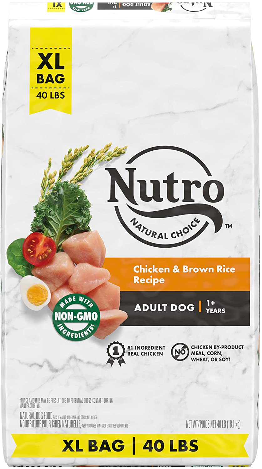 NUTRO NATURAL CHOICE Adult Dry Dog Food. Chicken & Brown Rice Recipe Dog Kibble. 40 lb. Bag