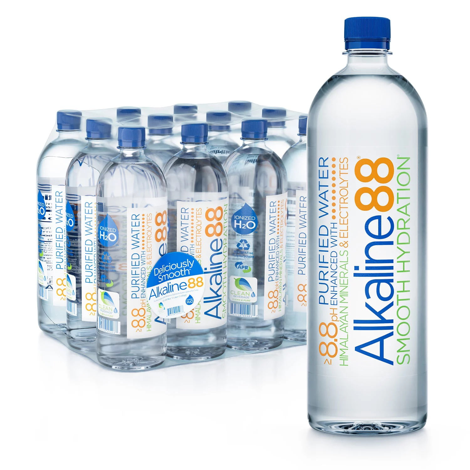 Alkaline88 Purified Water. Enhanced with Electrolytes and Minerals - 1-Liter (12 Count)
