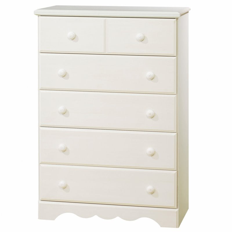 South Shore Summer Breeze 5-Drawer Kids- Chest. White Wash