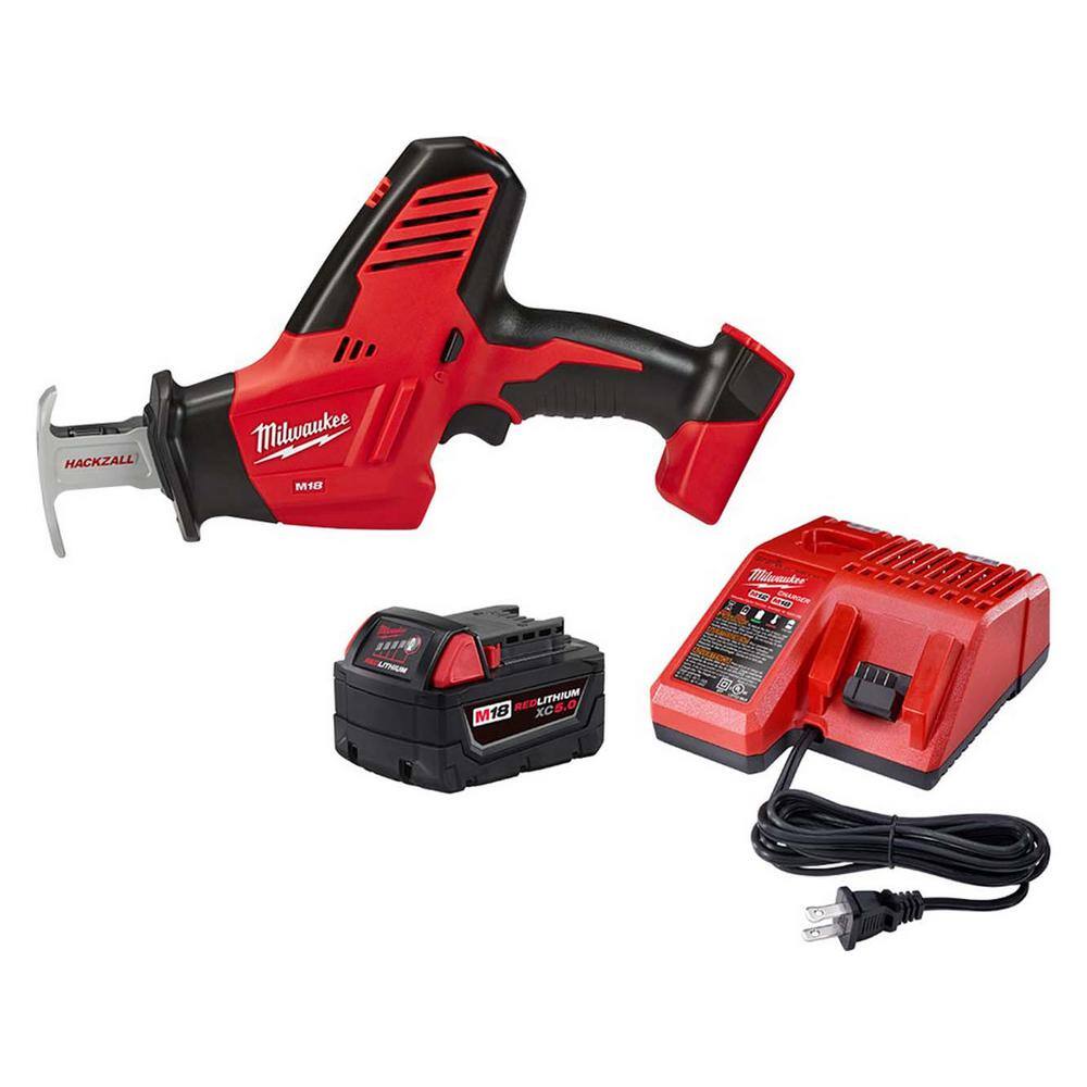 Milwaukee 48-59-1850-2625-20 M18 18V Lithium-Ion Cordless Hackzall Reciprocating Saw with M18 Starter Kit One 5.0Ah Battery and Charger