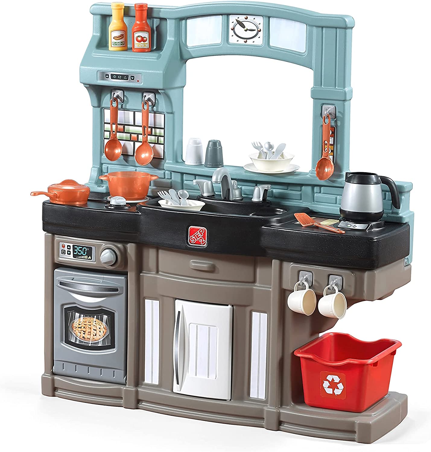 Step2 Best Chefs Kitchen Set for Kids. Blue – Includes 25 Toy Kitchen Accessories. Interactive Features for Realistic Pretend Play – Indoor/Outdoor Toddler Playset