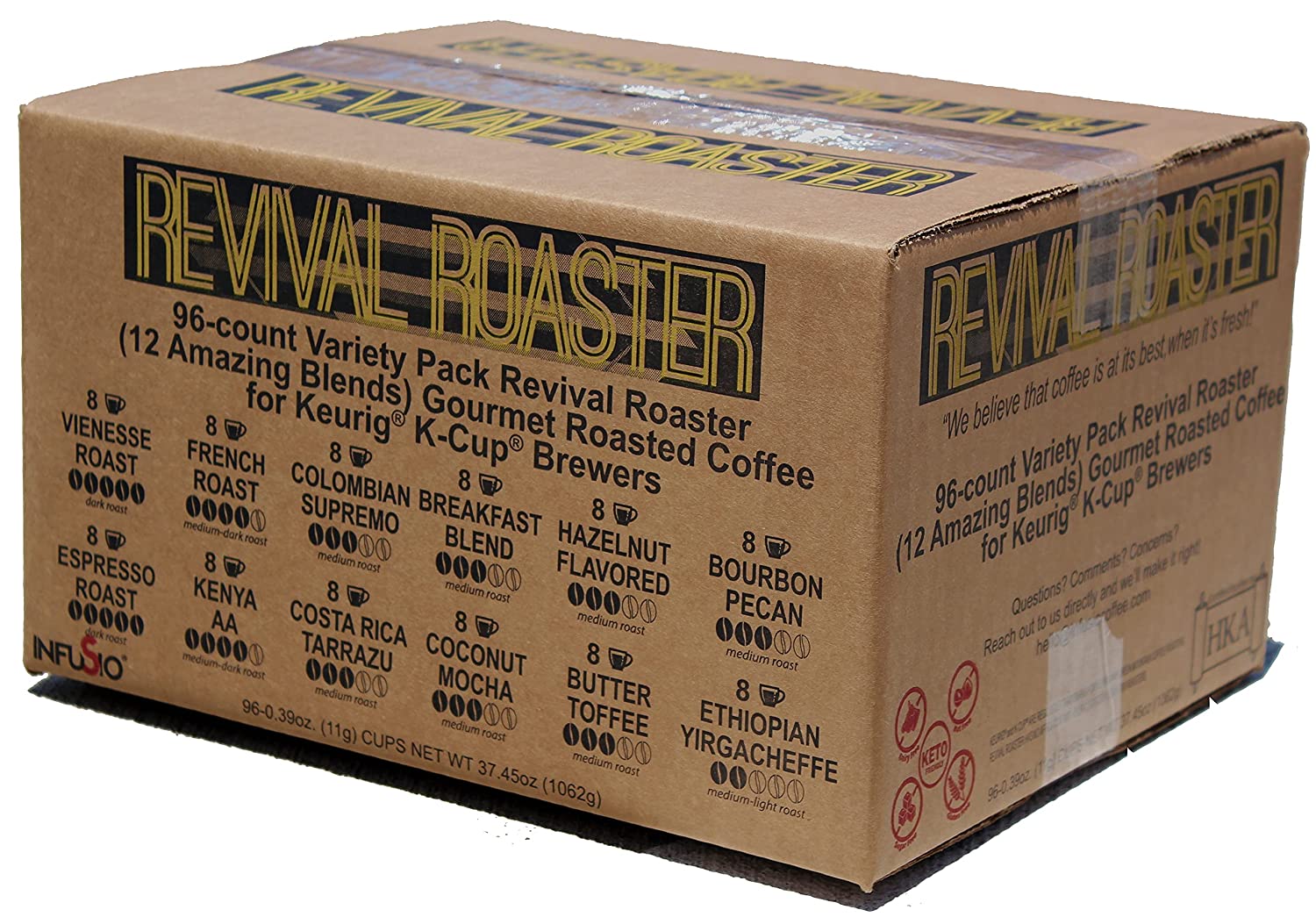 InfuSio Gourmet Roasted Coffee. Variety Pack Revival Roaster. 96-count
