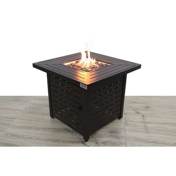 Gas Fire Table. Square Steel Outdoor Fire Pit Table. 50.000 BTU Auto-Ignition Gas Fire Pit | 25″ H x 30″ W By LSI