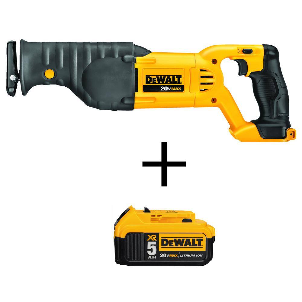 DEWALT DCS380BW205 20V MAX Cordless Reciprocating Saw with 20V MAX XR 5.0Ah Premium Lithium-Ion Battery Pack
