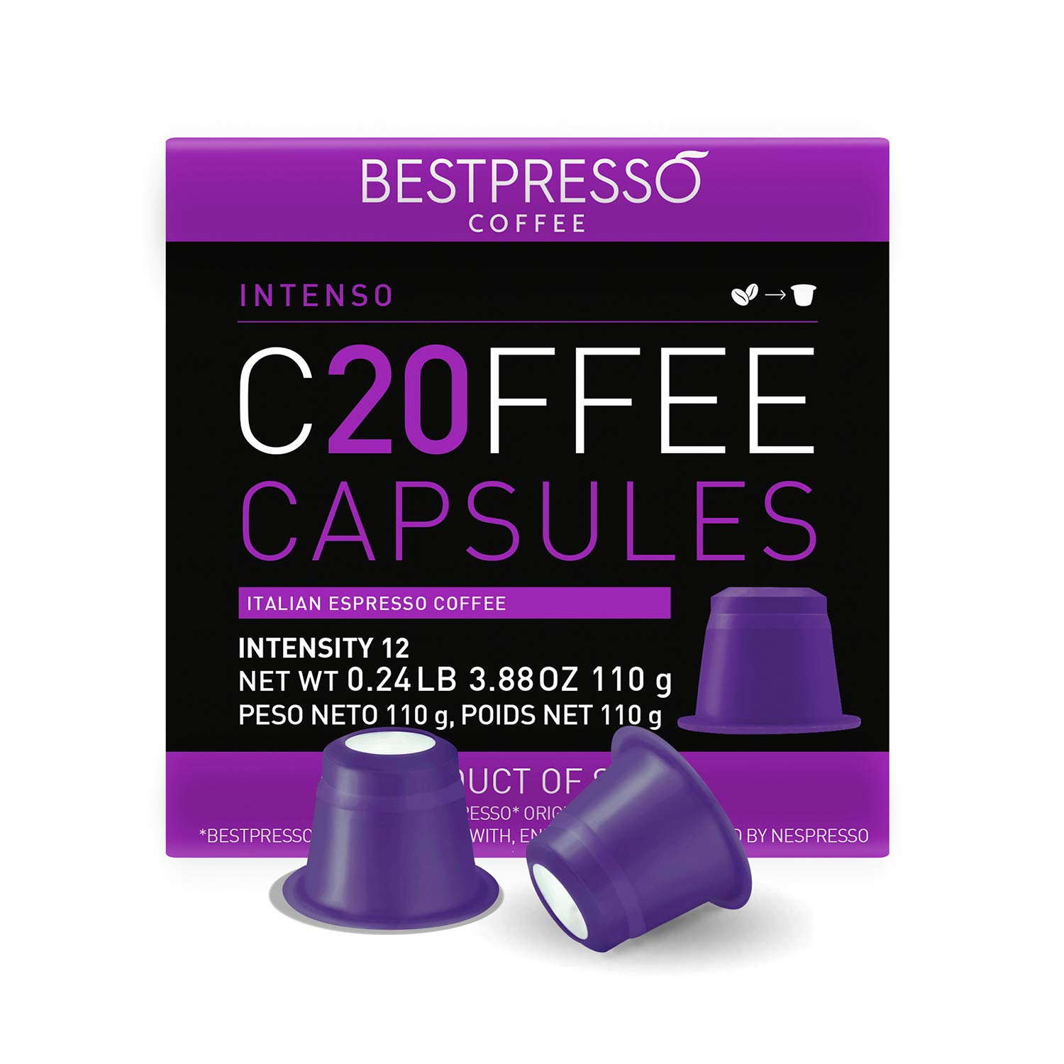 Bestpresso Coffee for Nespresso Original Machine 120 pods Certified Genuine Espresso Intenso Blend(High Intensity). Pods Compatible with Nespresso Original 60 Days Satisfaction Guarantee