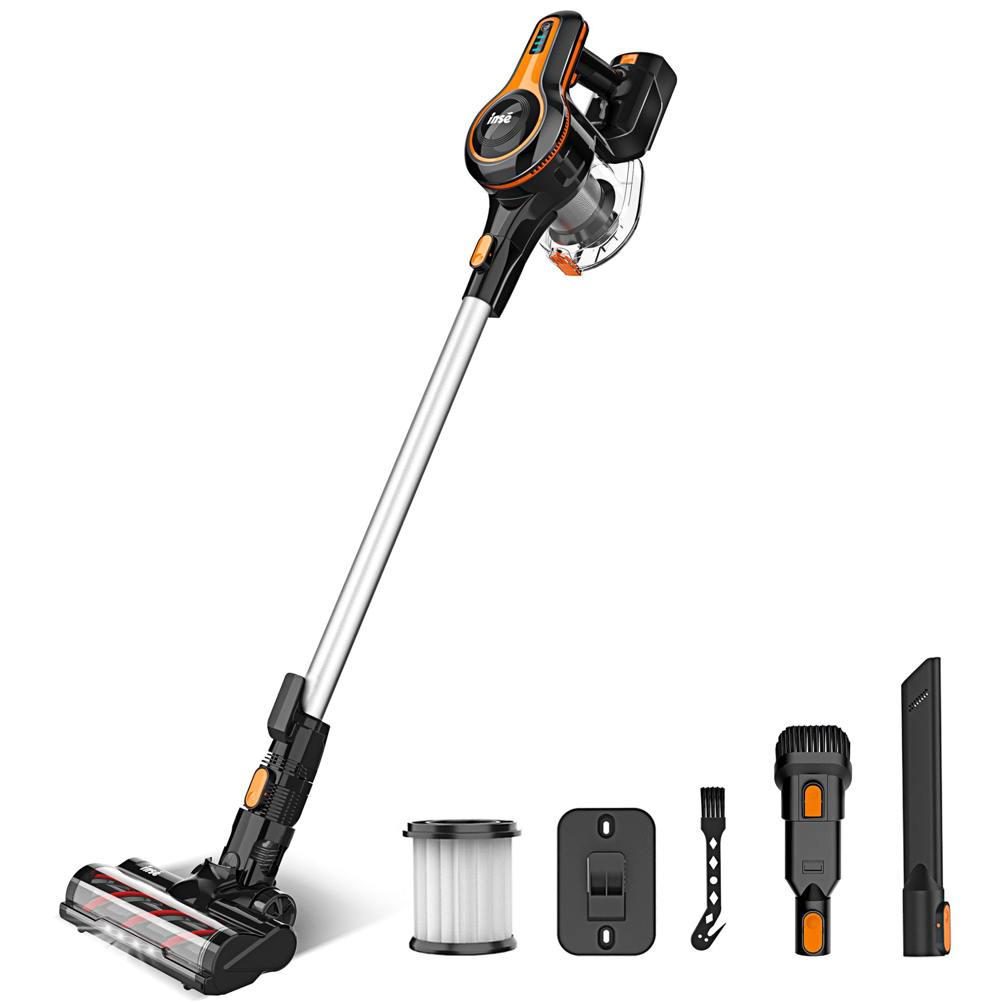 INSE Cordless Vacuum Cleaner. 23Kpa Strong Suction Stick Vacuum up to 45min Runtime Detachable Battery. Ultra Quiet Lightweight for Pet Hair Carpet Hard Floor