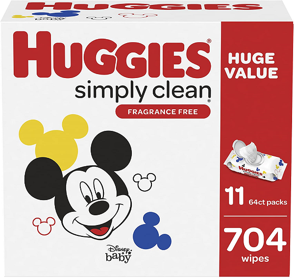 Baby Wipes. Unscented. Huggies Simply Clean Fragrance-Free Baby Diaper Wipes