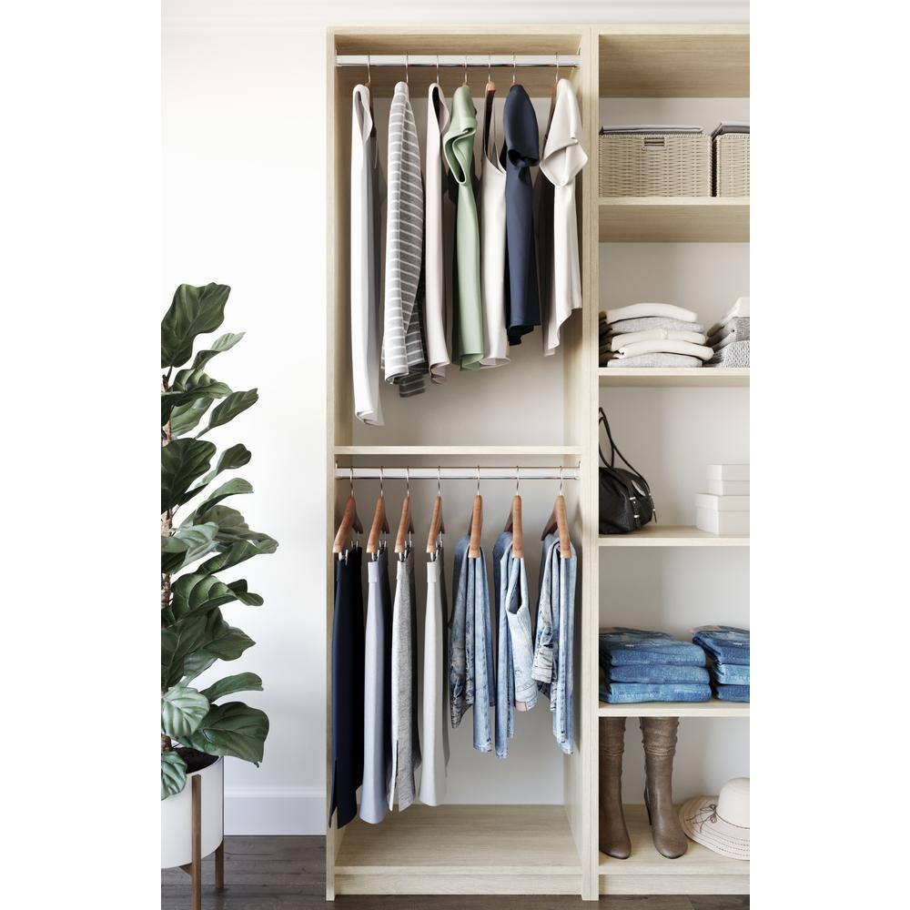 SimplyNeu SNT1-MJ 14 in. W D x 25.375 in. W x 84 in. H Wheat Double Hanging Tower Wood Closet System