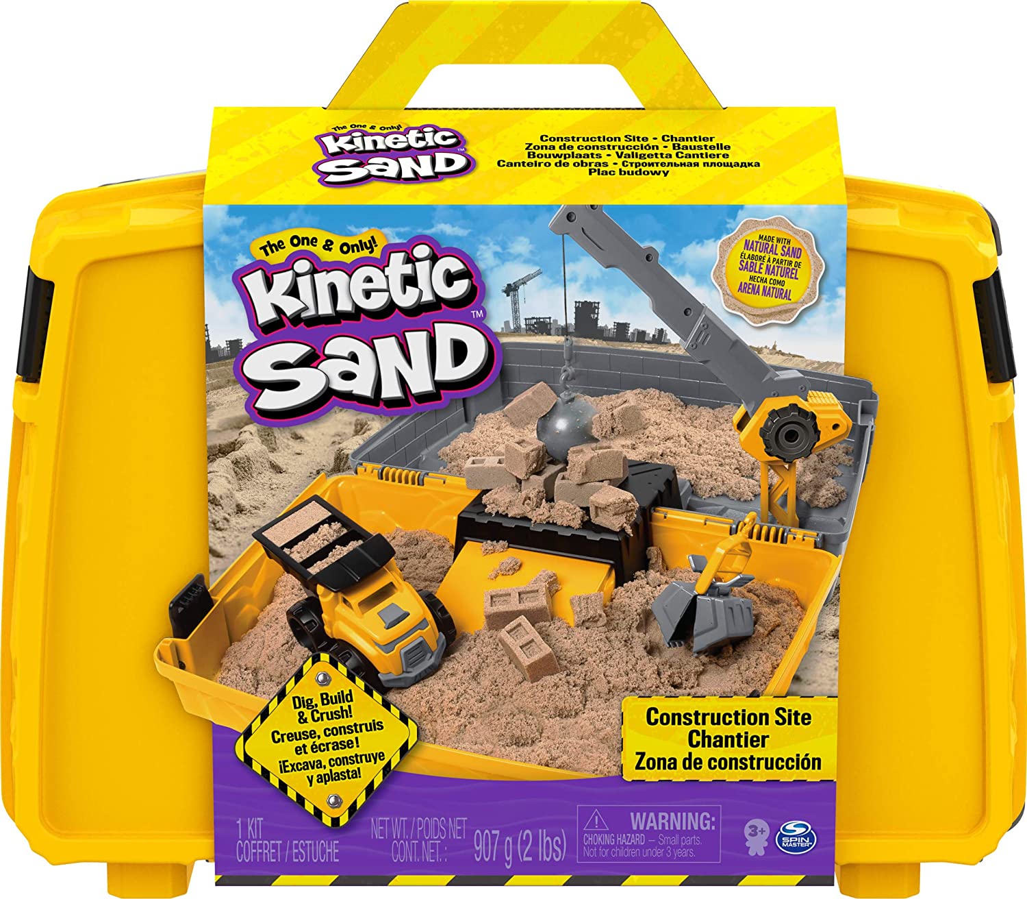 Kinetic Sand. Construction Site Folding Sandbox with Toy Truck and 2lbs of Play Sand. Sensory Toys for Kids Ages 3 and up