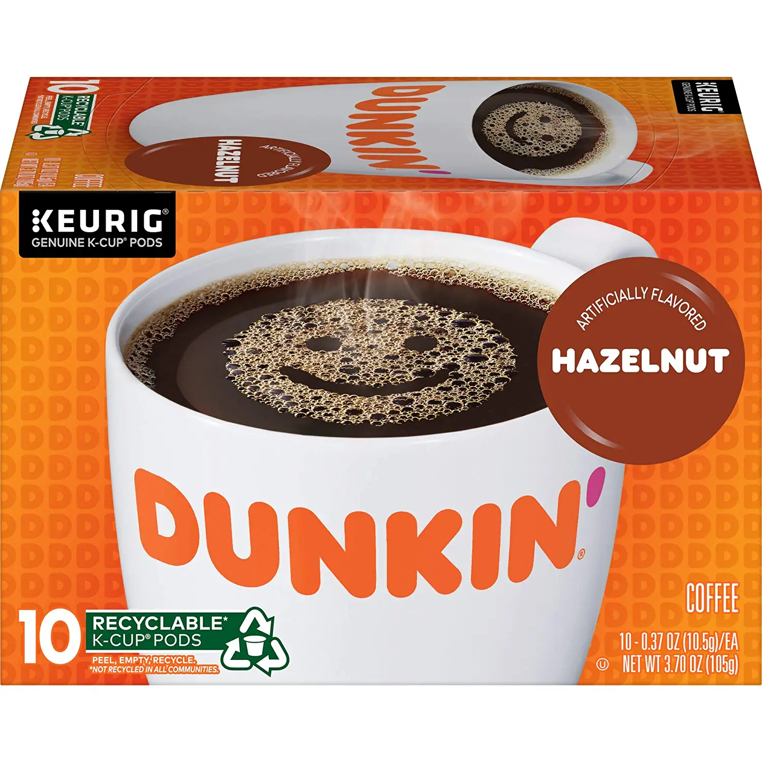 Dunkin- Hazelnut Flavored Coffee 60 Keurig K-Cup Pods