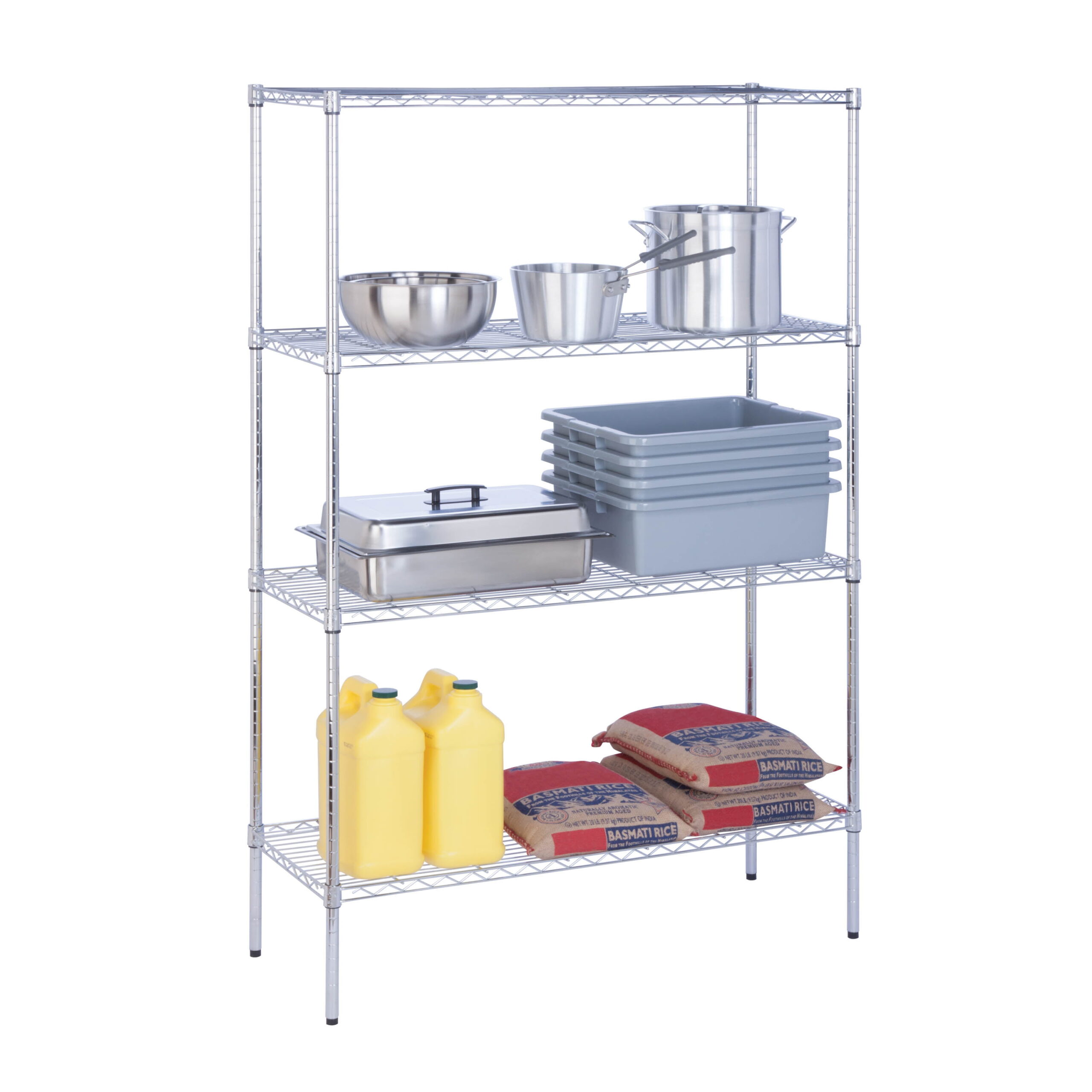 Honey-Can-Do 4-Tier Adjustable Chrome Shelving Unit with 350-lb Per-Shelf Capacity.Shelves & Shelf Units Chrome.Steel