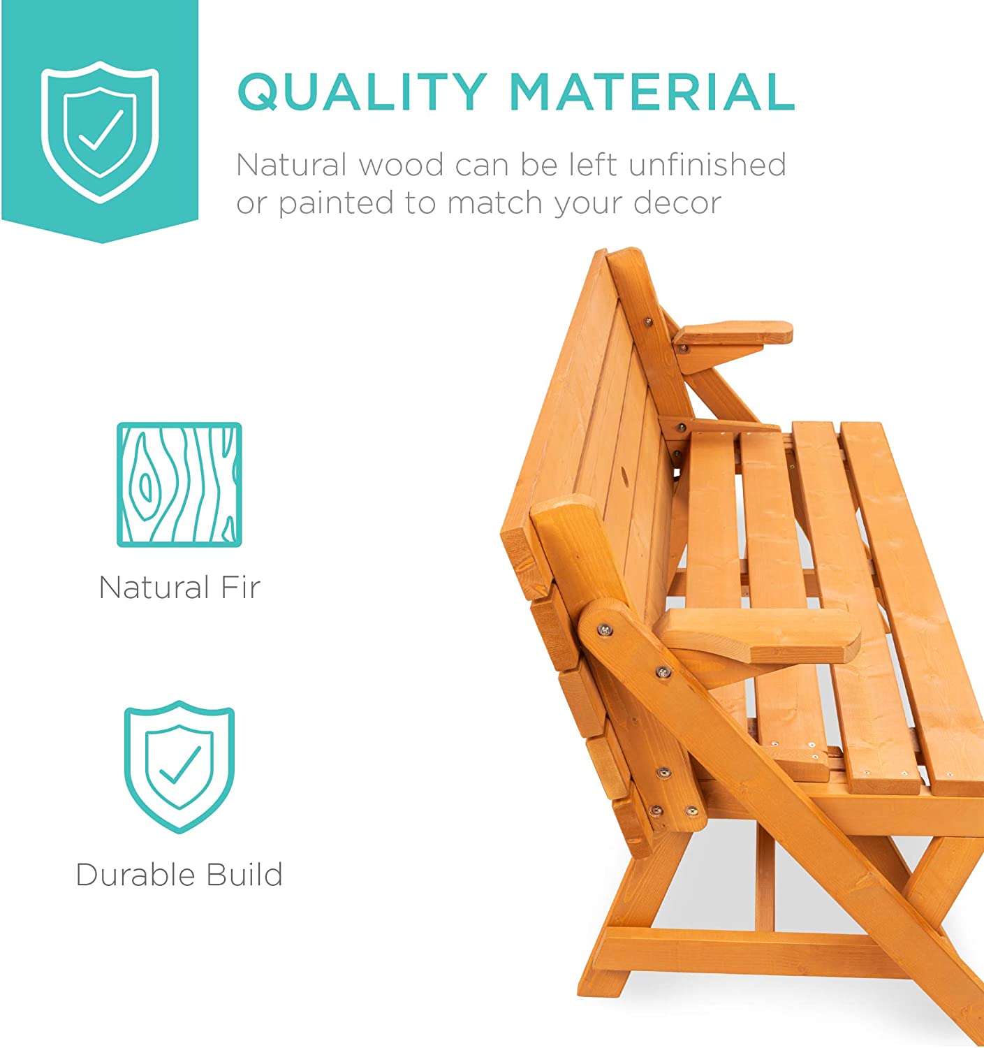 Best Choice Products 2-in-1 Transforming Interchangeable Outdoor Wooden Picnic Table