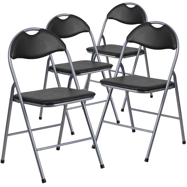 Flash Furniture  4-Pack Black Standard Folding Chair with Upholstered Seat (Indoor)