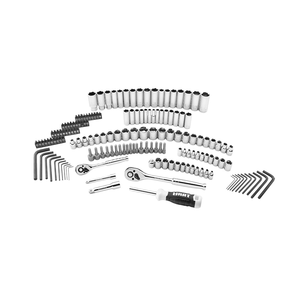 HART Multiple Drive 160-Piece Mechanics Tool Set. Chrome Finish