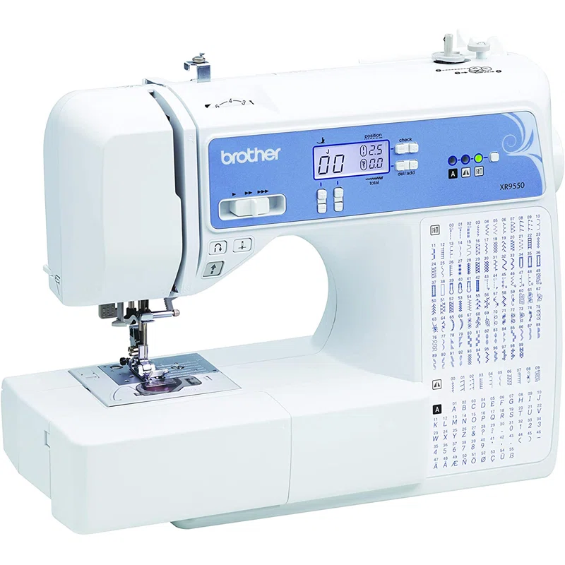 Brother XR9550 Sewing and Quilting Machine. Computerized. 165 Built-in Stitches. LCD Display. Wide Table. 8 Included Presser Feet. 20x12x17. White