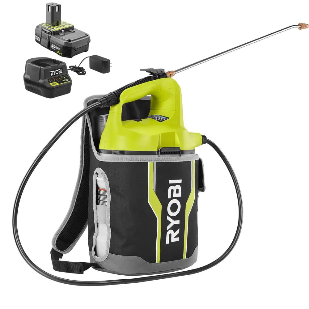 RYOBI P2830 ONE+ 18V Cordless Battery 2 Gal. Chemical Sprayer and Backpack Holster with 2.0 Ah Battery and Charger
