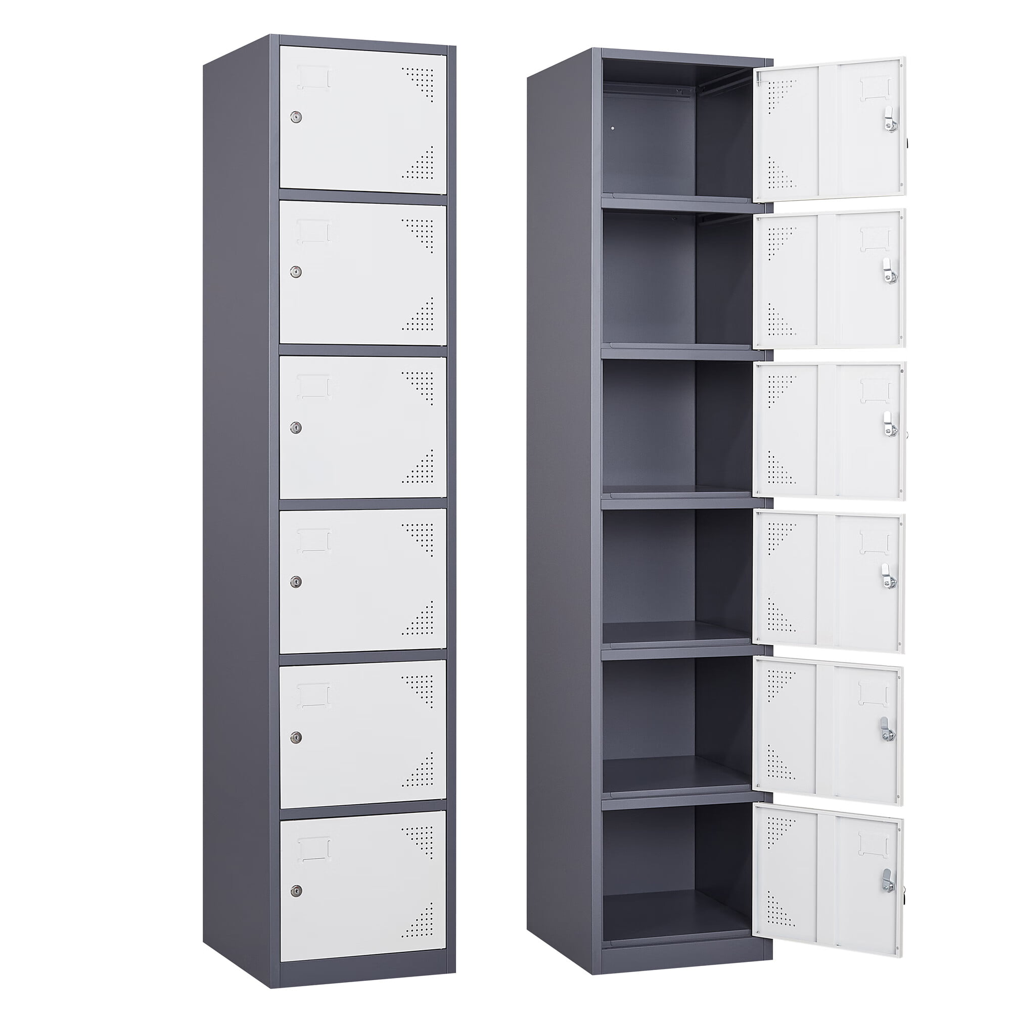 Fesbos Metal Locker 6 Lockable Door.71″ Tall Steel Storage Cabinet for School Office Gym Home Employees Staff Sundries Room