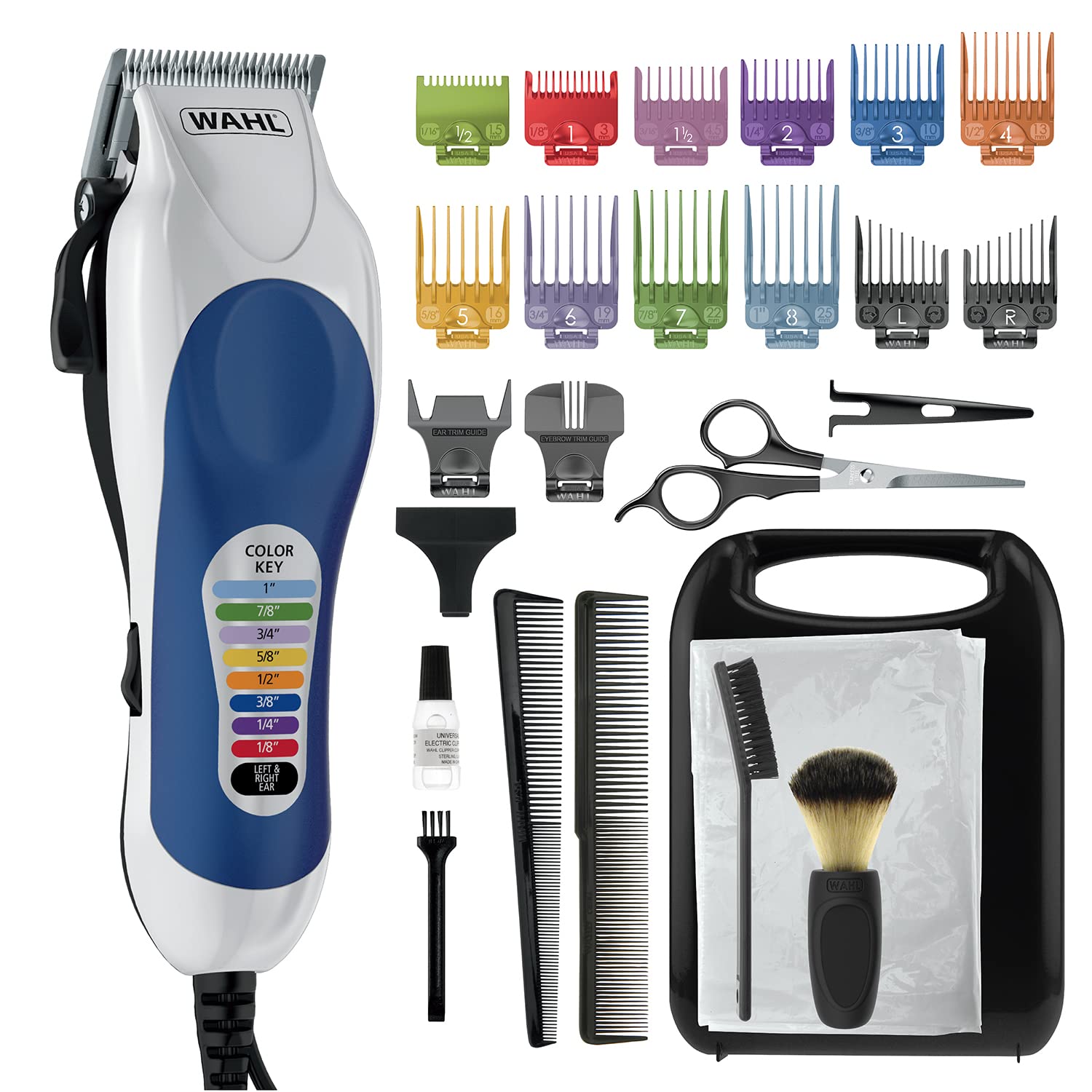 Wahl Clipper Color Pro Complete Haircutting Kit with Easy Color Coded Guide Combs - Electric Razor for Trimming & Grooming Men. Women. & Children - Model 79300-1001M