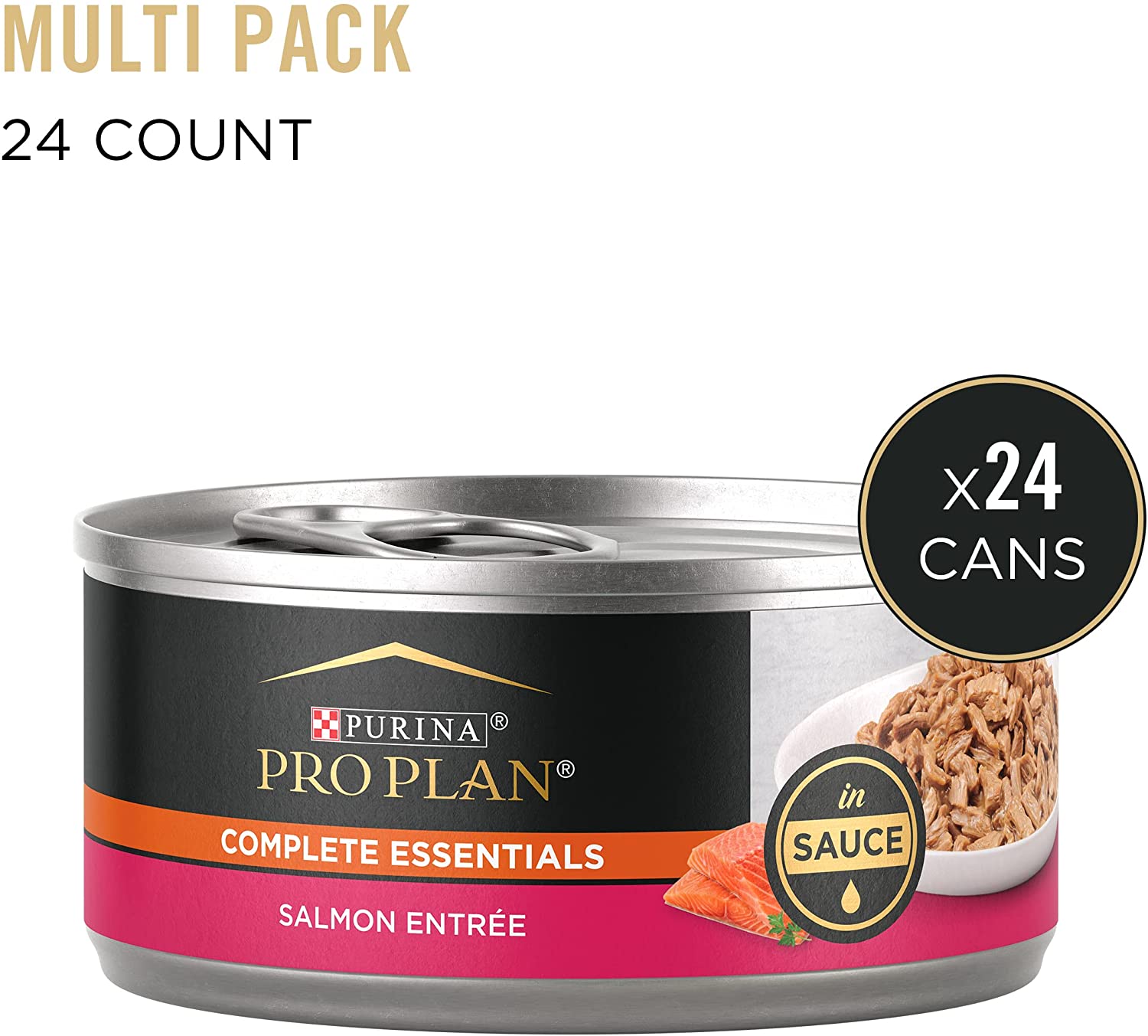Purina Pro Plan Gravy Wet Cat Food. COMPLETE ESSENTIALS Salmon Entree in Sauce - (24) 5.5 oz. Cans