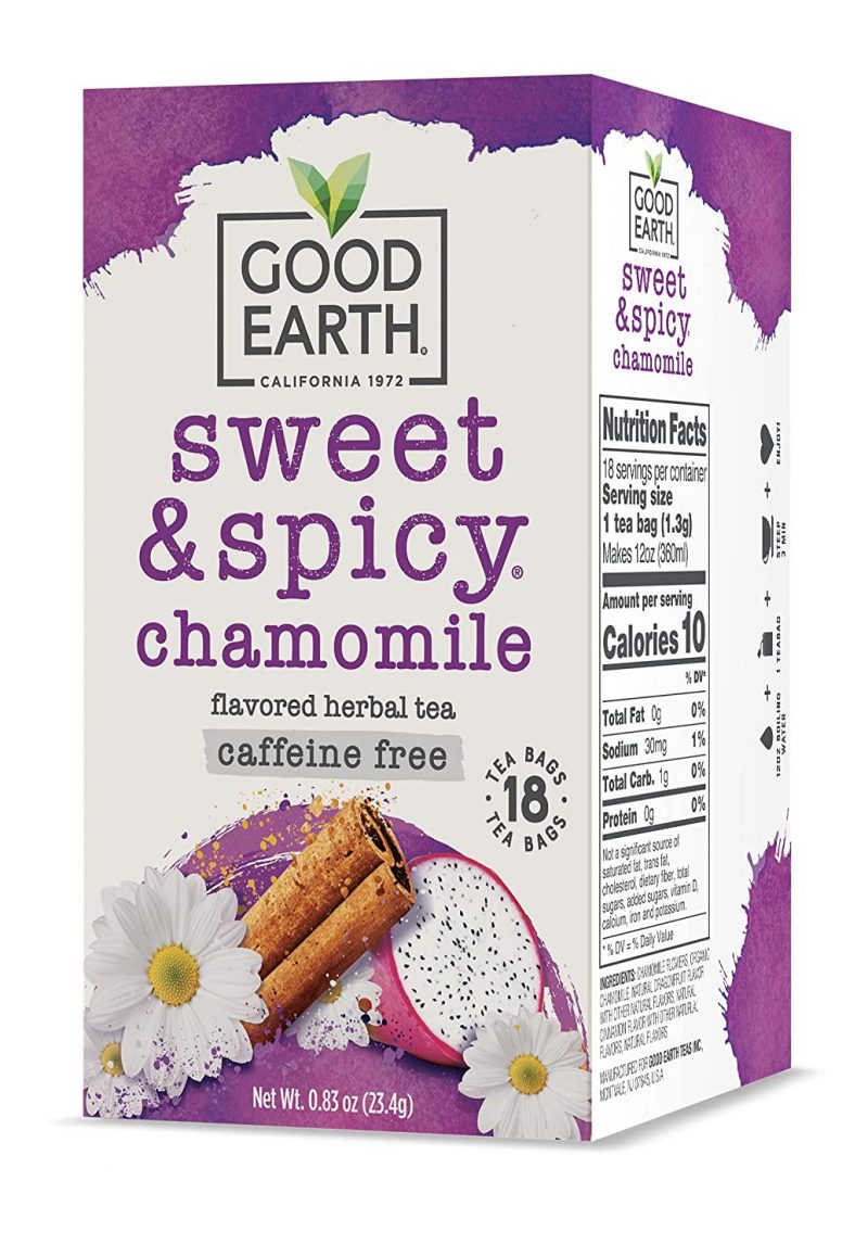 Good Earth Sweet & Spicy. Caffeine Free Chamomile Herbal Tea. 18 Bags 6 Pack