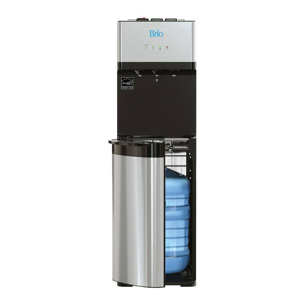 Brio CLBL520SC Essential Tri-Temp Bottom-Load Water Cooler in Black and Brush Stainless-Steel