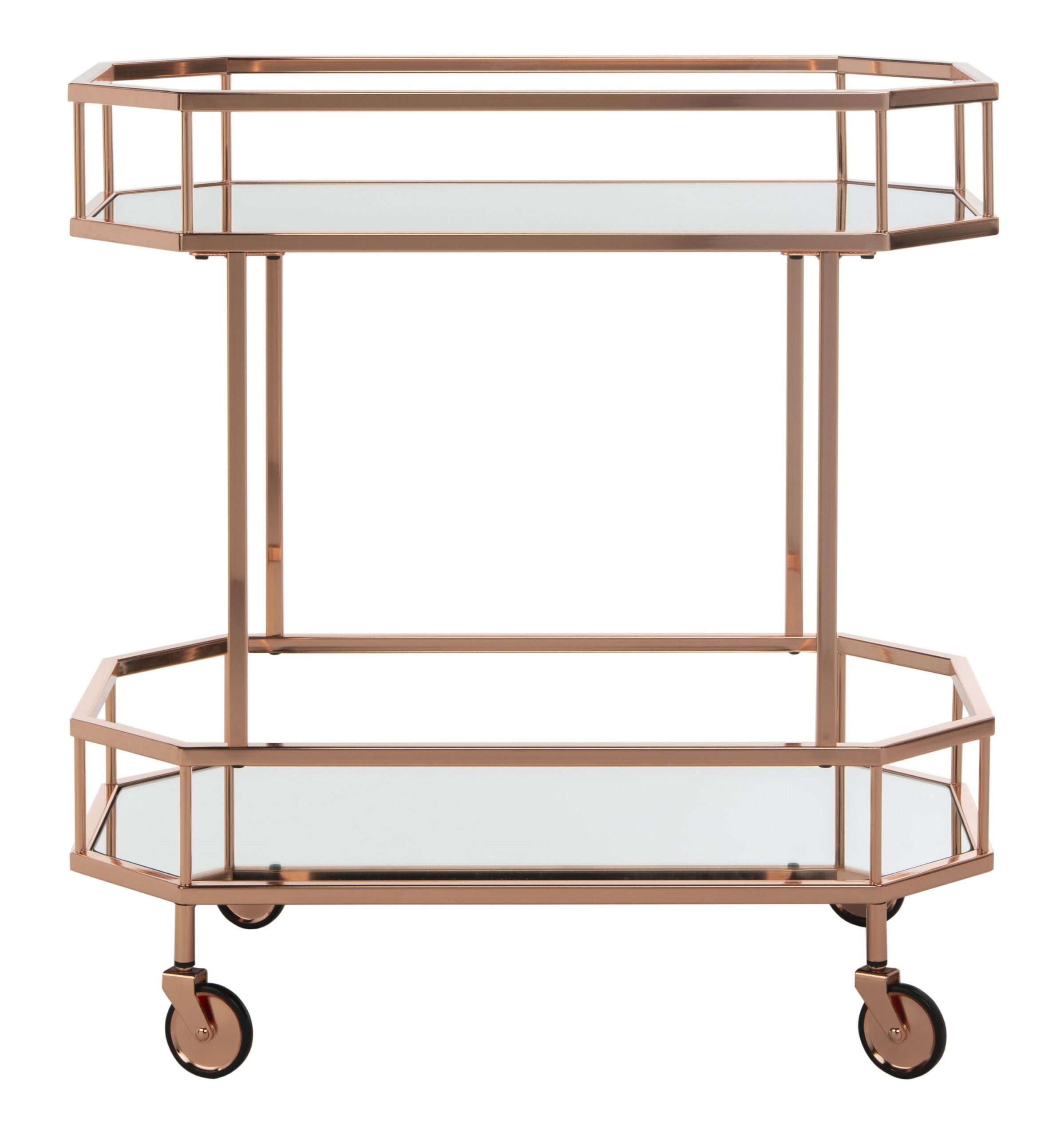 Safavieh Red Metal Base with Mirror Top Rolling Kitchen Cart (29.6-in x 16.5-in x 29.8-in)