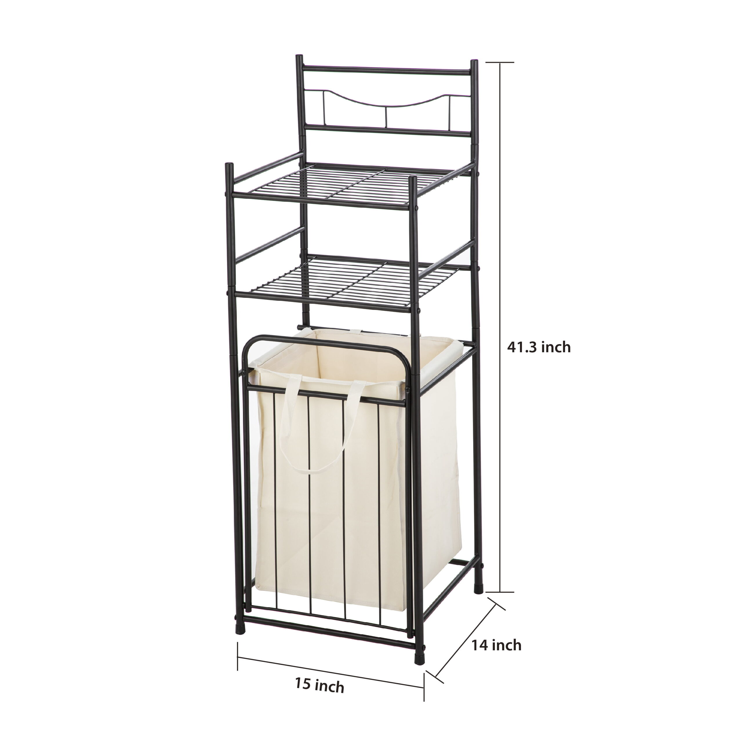 Mainstays 2 Shelves 10 lb. Capacity Steel Storage Shelf Unit with Hamper . Oil Rubbed Bronze Finish