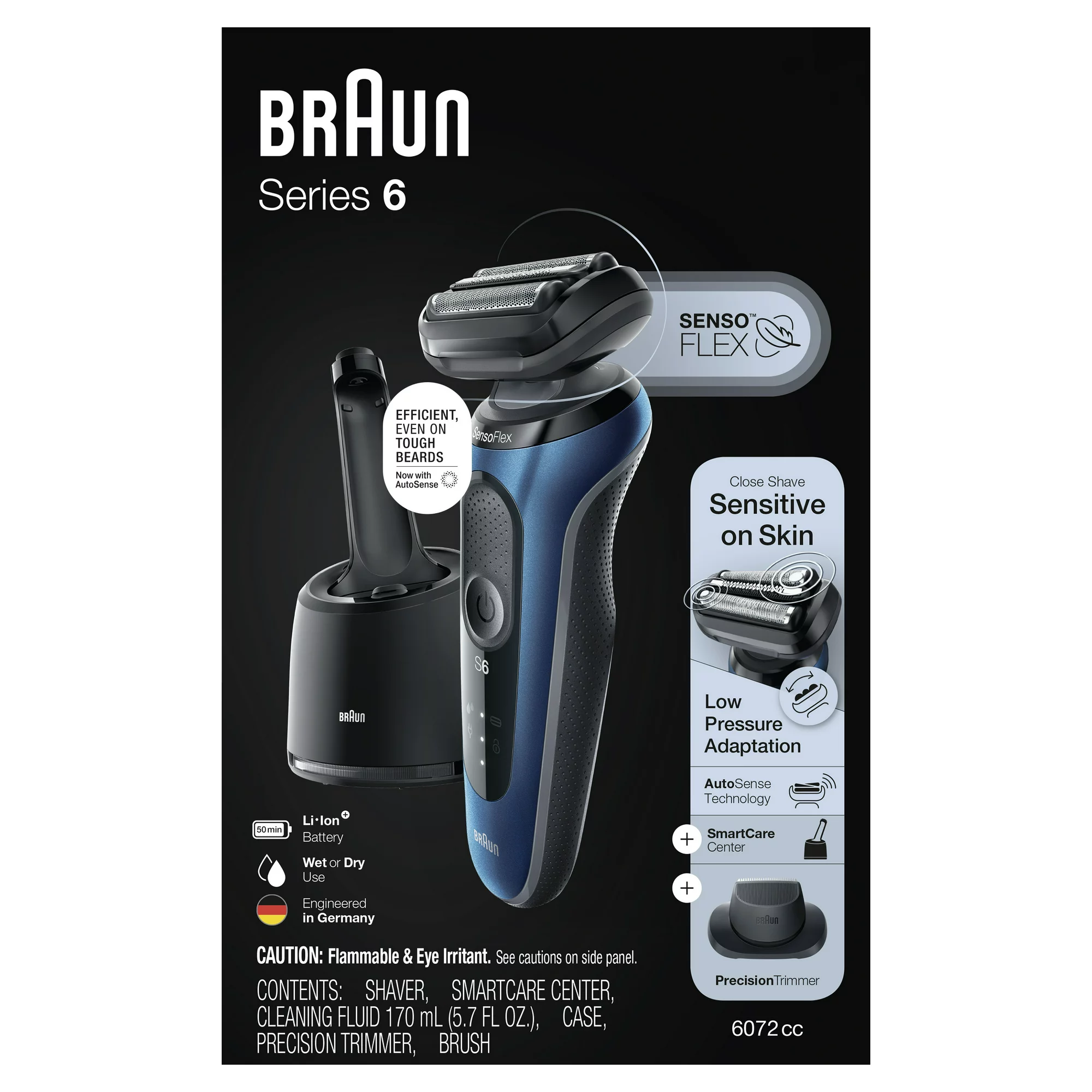 Braun Series 6 6072cc Men-s Electric Shaver and Precision Trimmer. Blue