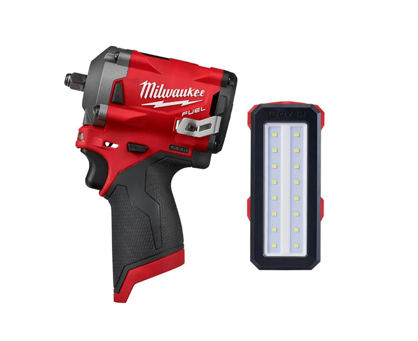 Milwaukee 2554-20-2367-20 M12 FUEL 12V Lithium-Ion Brushless Cordless Stubby 3/8 in. Impact Wrench with M12 Rover Flood Light