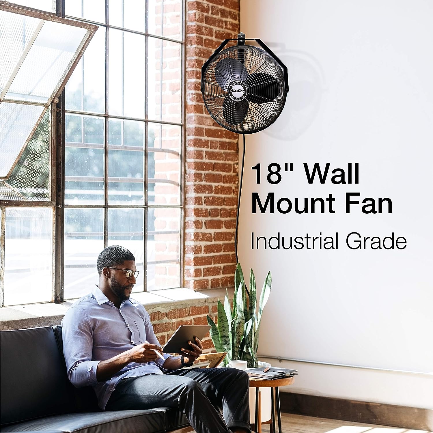 Air King 9518 18-Inch Industrial Grade Wall Mount Fan. 1/6-Horsepower.Black