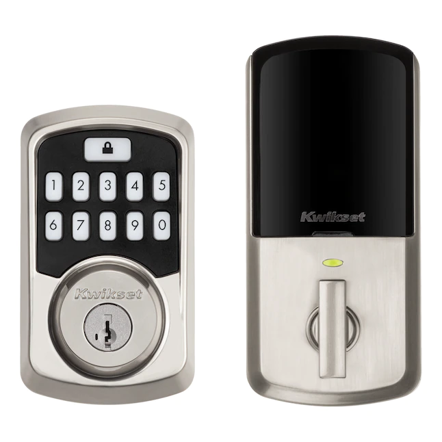 Kwikset  Aura Satin Nickel Bluetooth Compatibility Single Cylinder Electronic Deadbolt Lighted Keypad