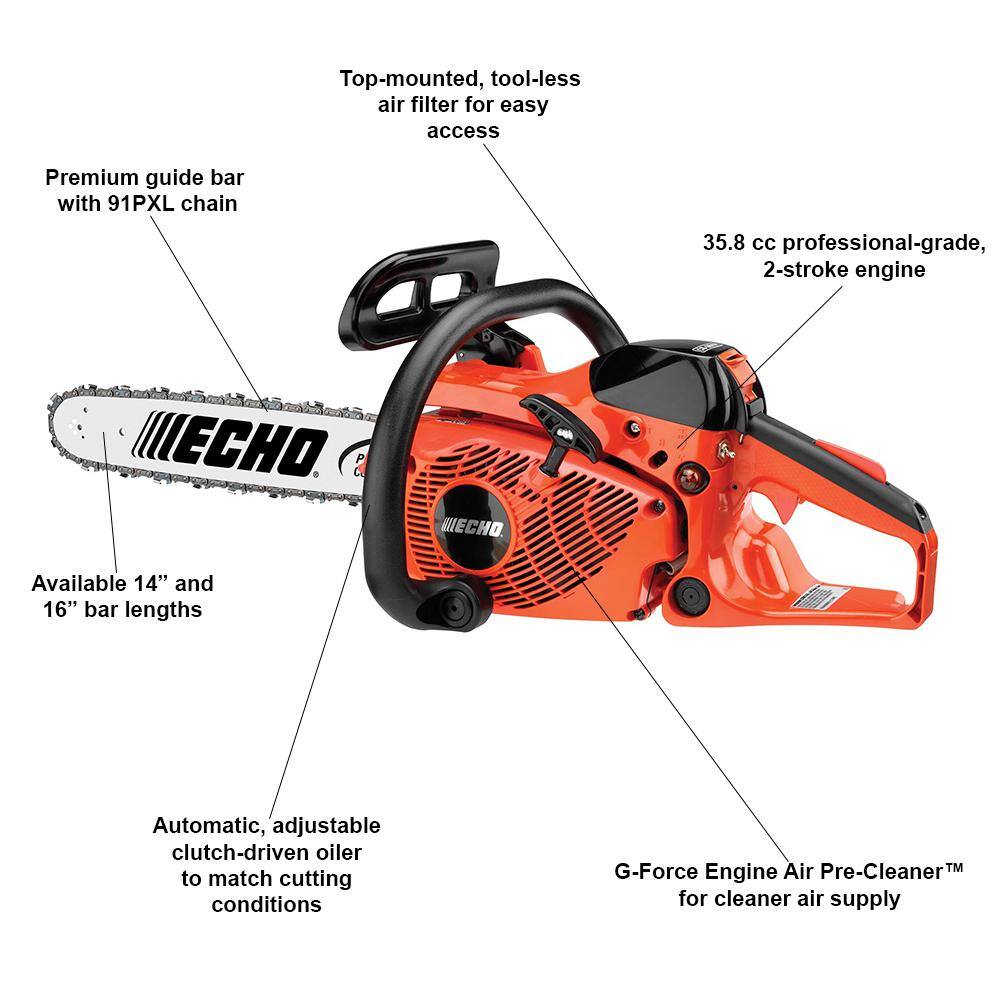 ECHO CS-361P-14 14 in. 35.8 cc Gas 2-Stroke Rear Handle Chainsaw