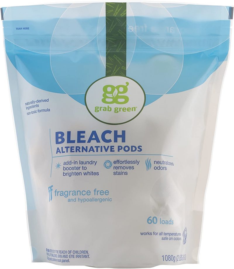Grab Green Natural Bleach Alternative Pods. Unscented/Free & Clear. 60 Loads