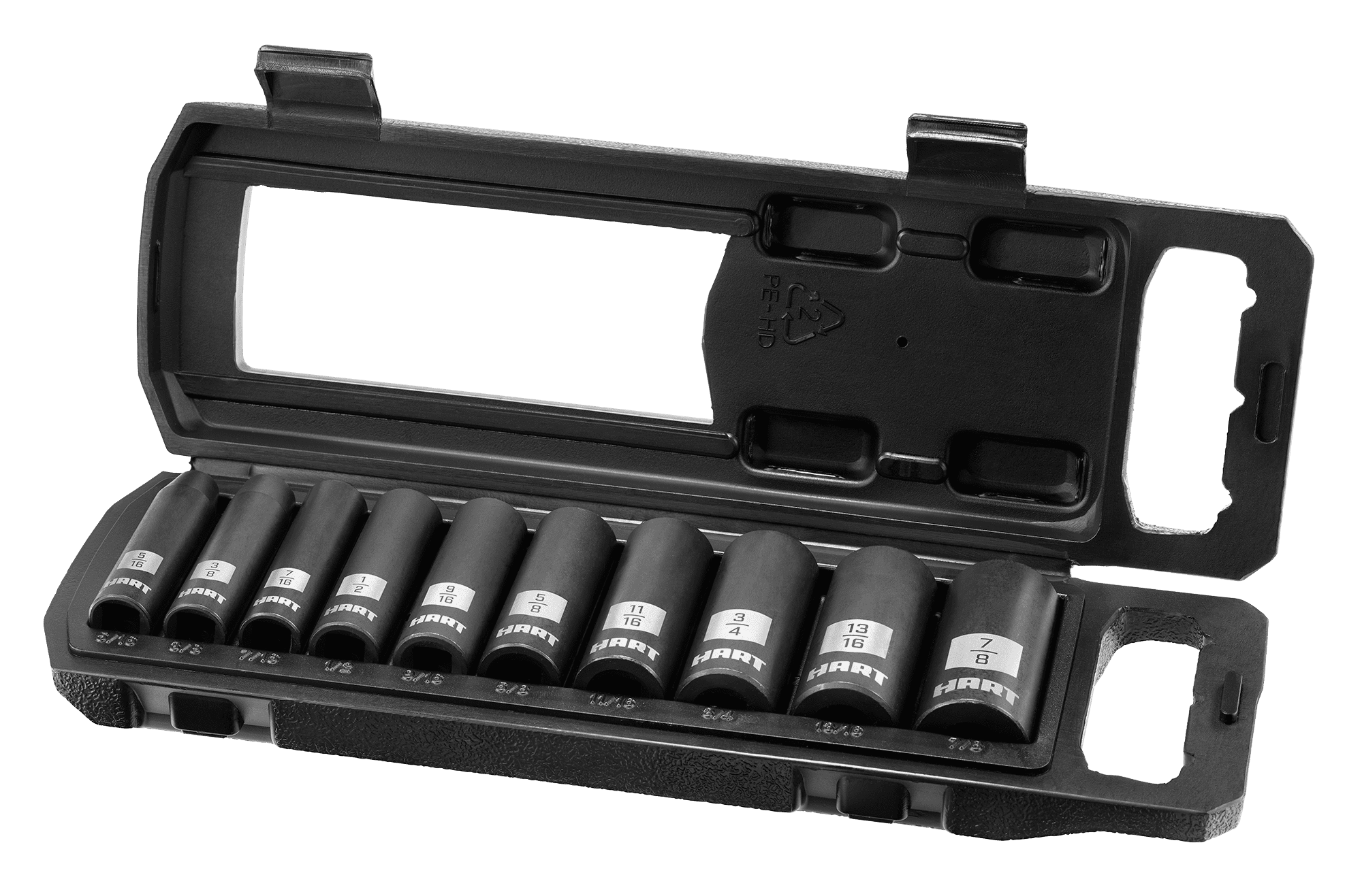 HART 10-Piece 3/8-inch Drive SAE Impact Socket Set. Chrome Vanadium with Storage Case