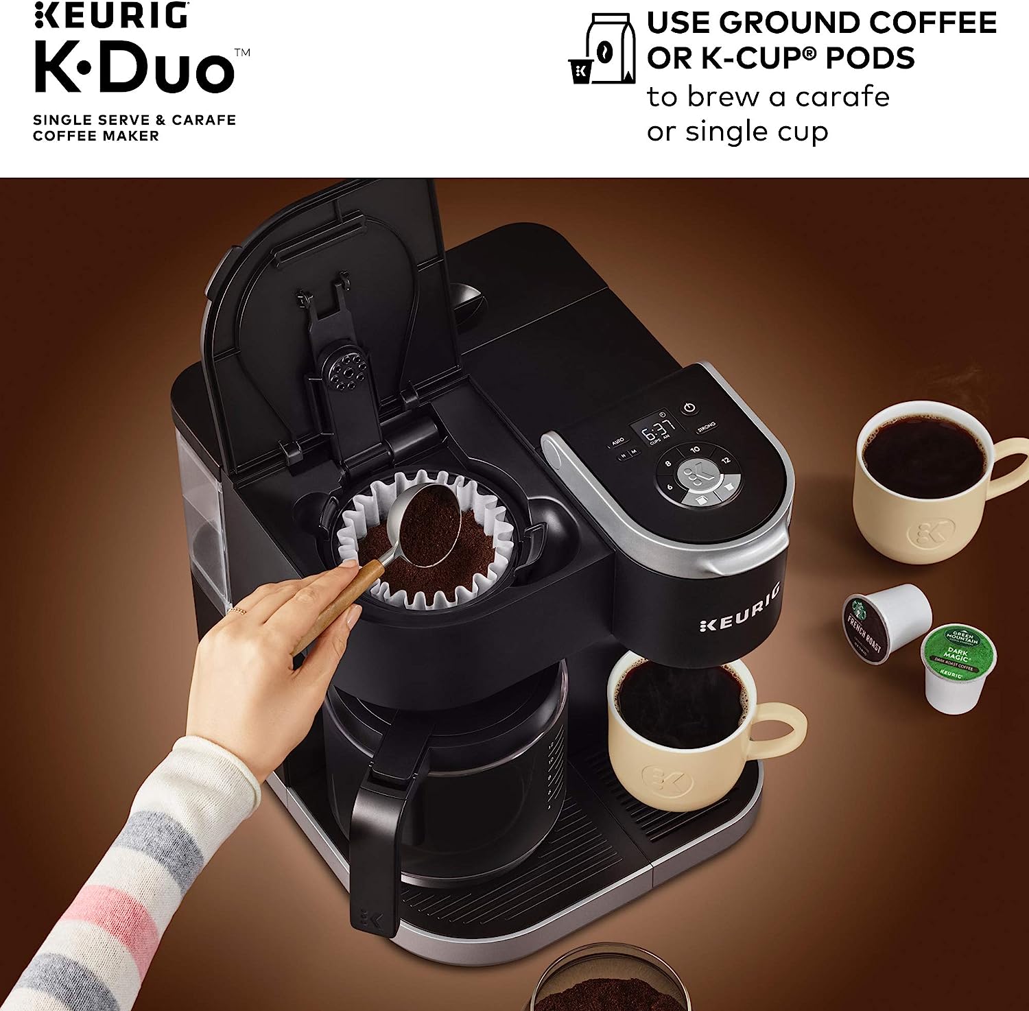 Keurig K-Duo Single Serve K-Cup Pod & Carafe Coffee Maker. Black