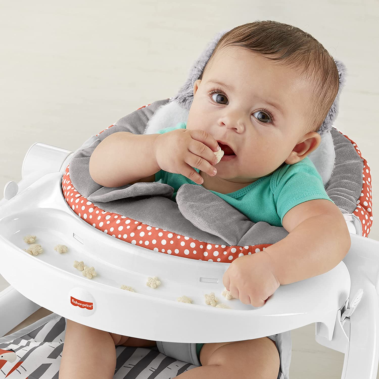 Fisher-Price Portable Baby Chair Premium Sit-Me-Up Floor Seat with Snack Tray and Toy Bar. Plush Seat Pad. Peek-a-Boo Fox
