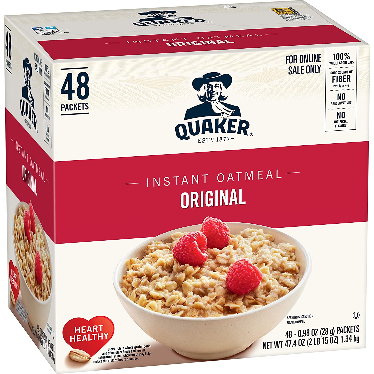 Quaker Instant Oatmeal. Original. Individual Packets. 48 Count