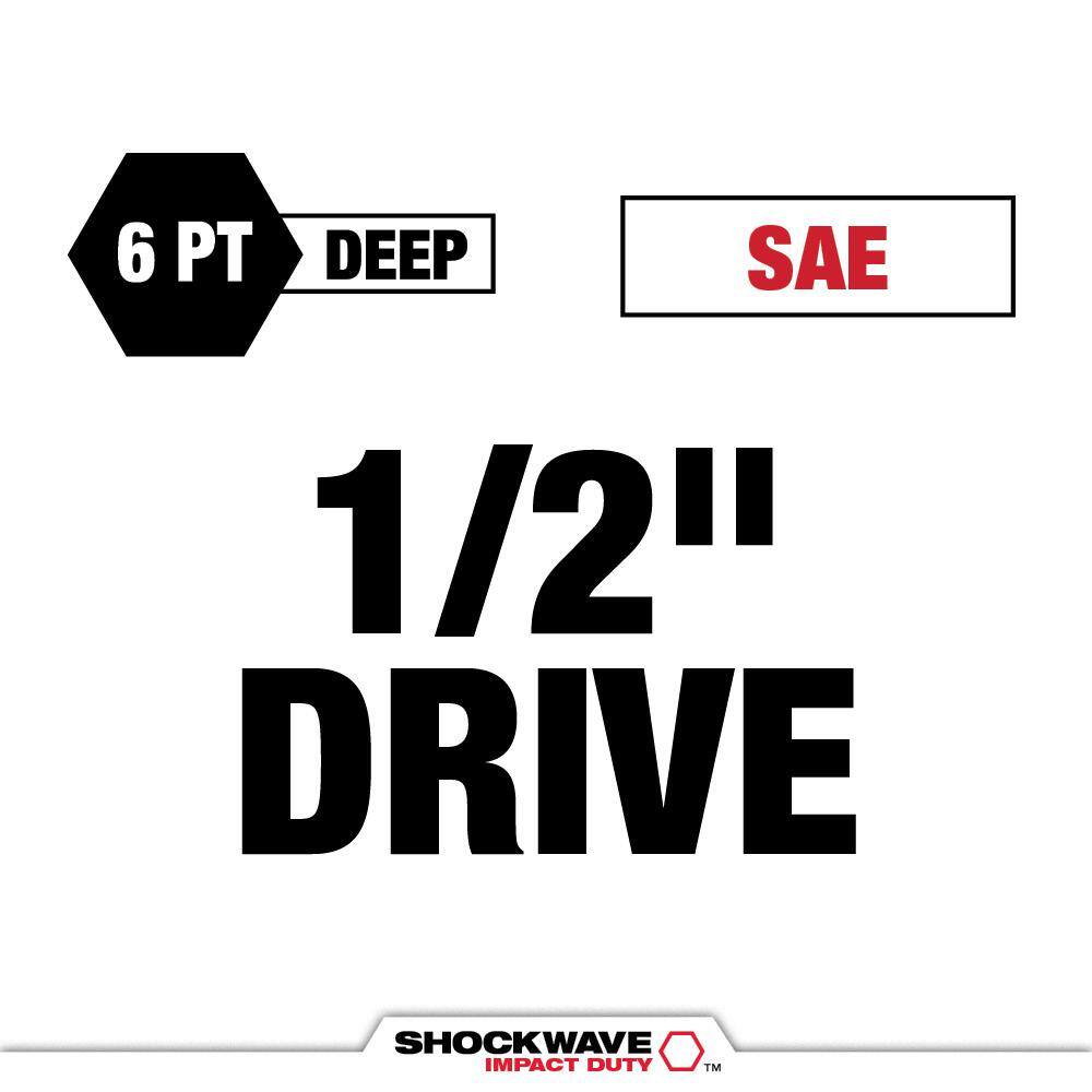 Milwaukee 49-66-7012-49-66-7009 SHOCKWAVE 1/2 in. Drive SAE 6 Point Impact Socket Set (19-Piece) with 3/8 in. SAE/Metric Impact Socket Set (43-Piece)