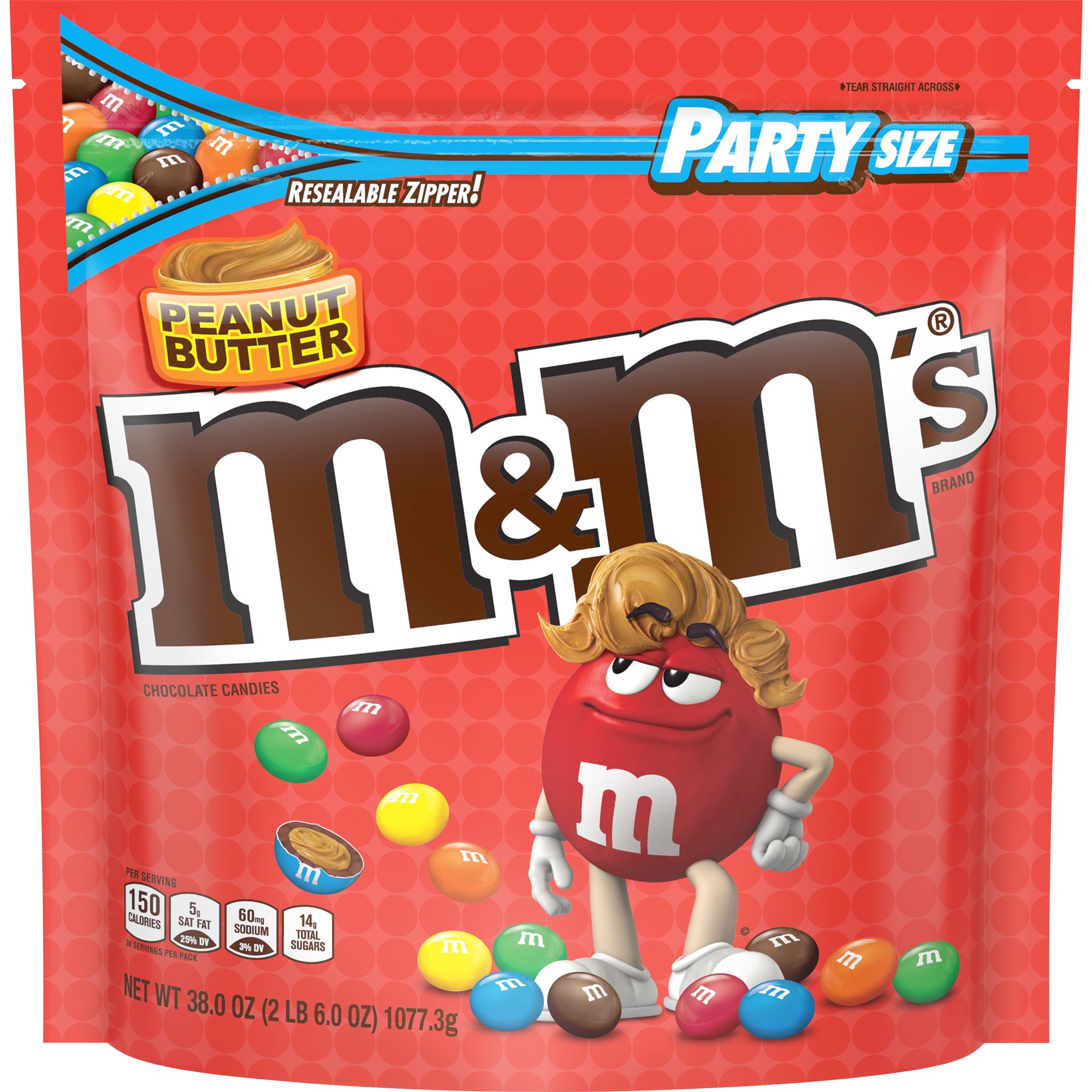 M&M-s. Peanut Butter Chocolate Candy. Party Size. 38 Ounce