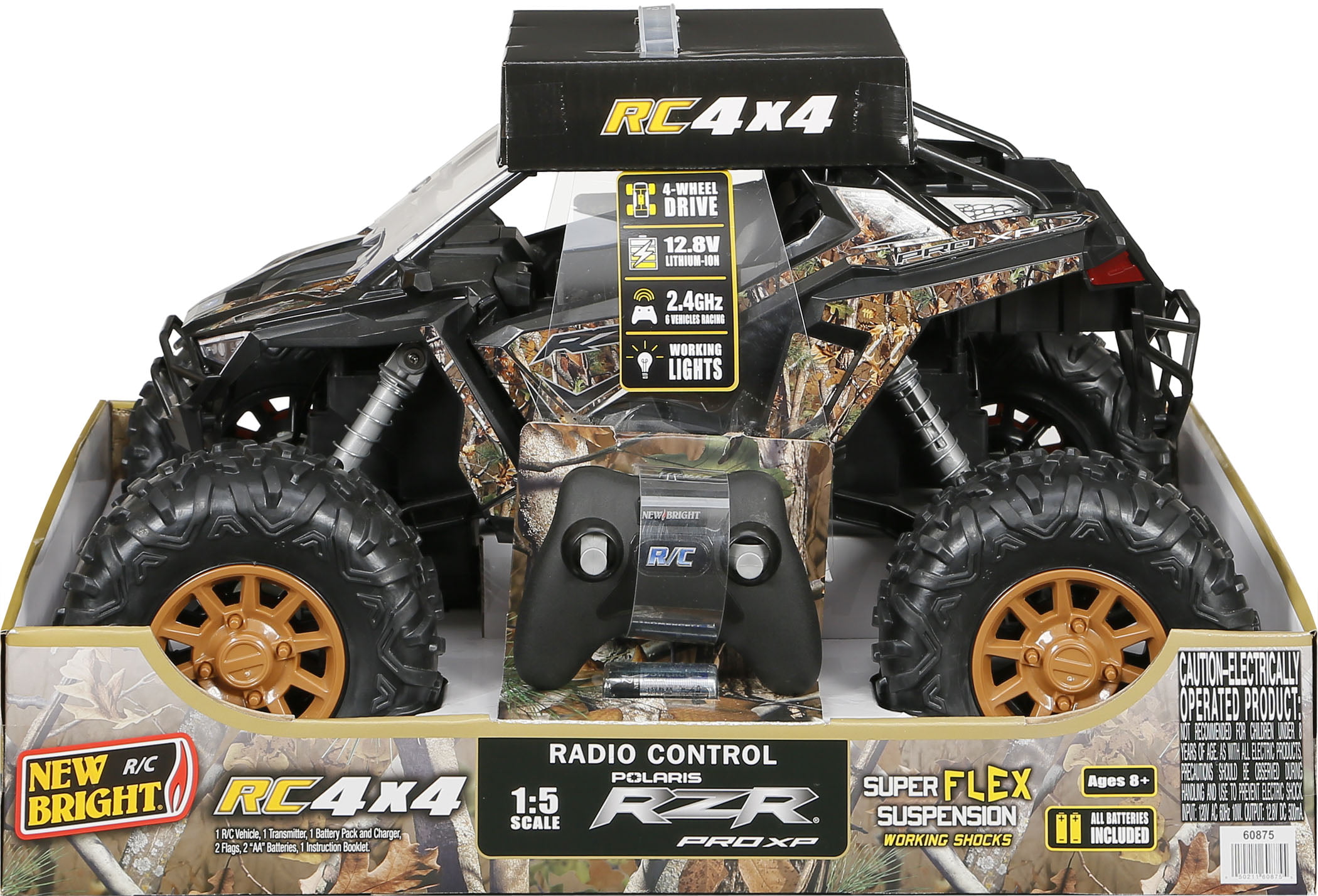 New Bright (1:5) Polaris RZR XP Pro 12.8V Battery Radio Control ATV 2.4GHz. 60875U