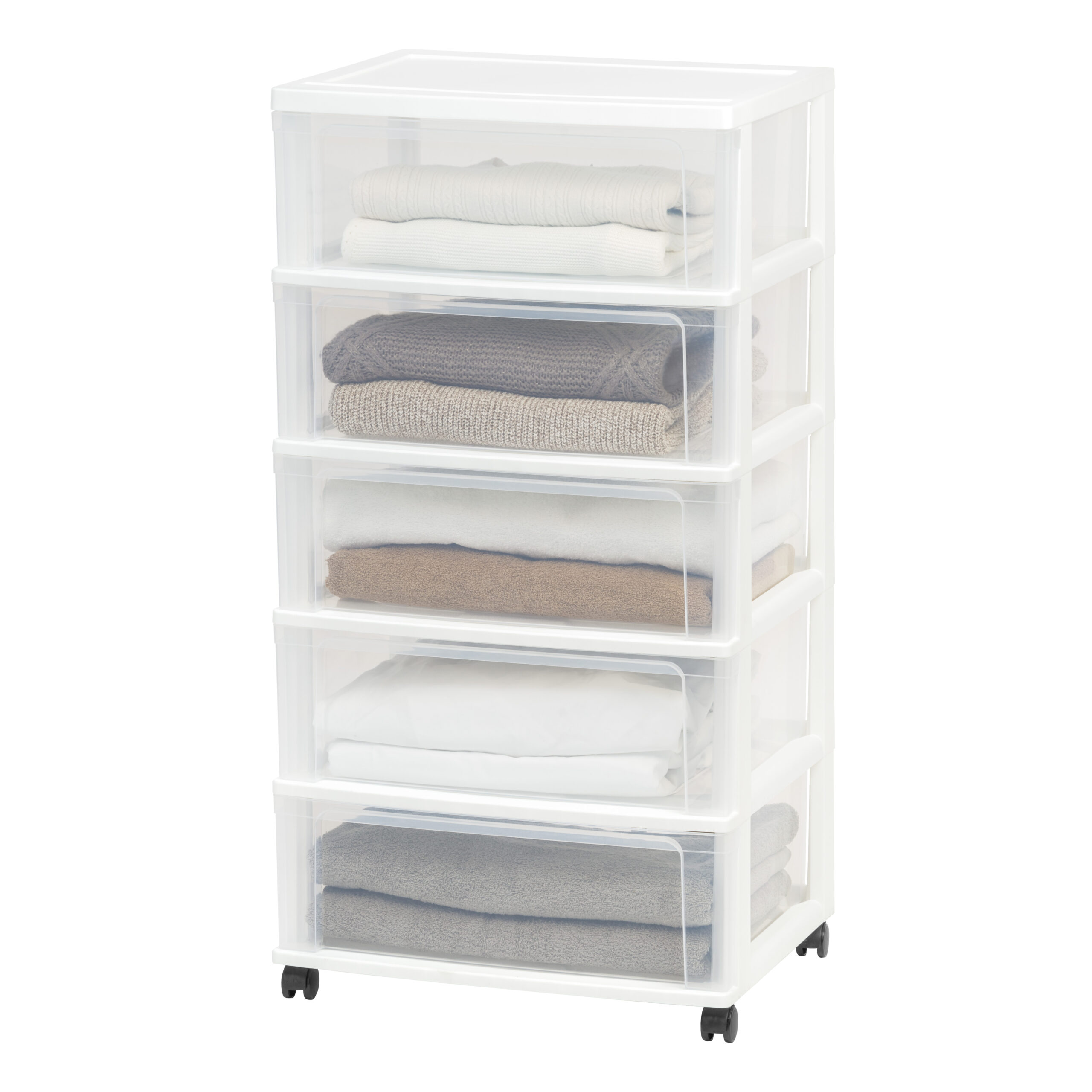 Iris 5 Drawer Rolling Storage Cart. 1 Pack. White